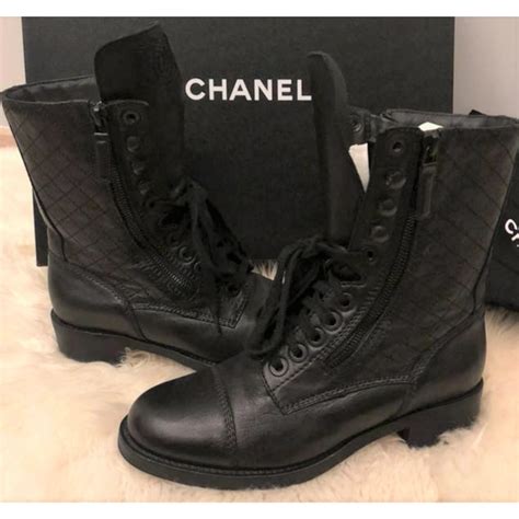 chanel black leather boots